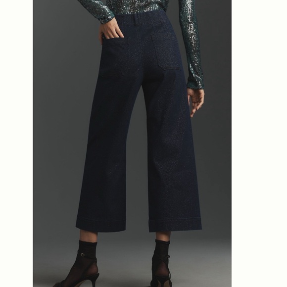 NWT Anthropologie The Colette Sparkle Denim Cropped Wide- Leg Jeans by Maeve - Picture 5 of 11